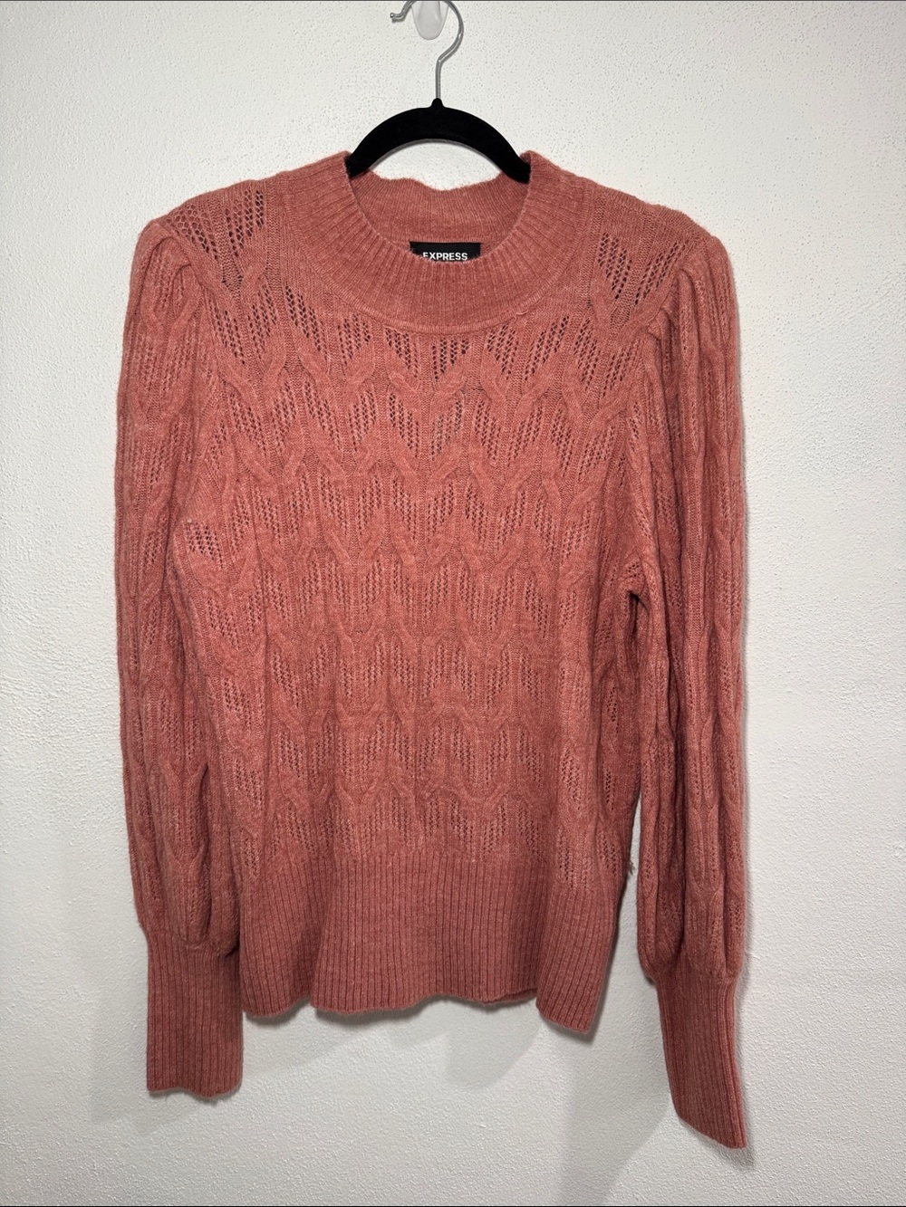 Express Rose Cable Knit Crewneck Sweater